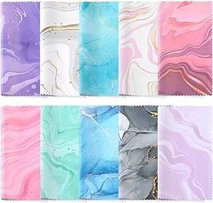 20 Pcs Microfiber Cleaning Cloth Cute Marble Design Microfiber Cloth Soft Gifts Multicolor Glasses Cleaner Cloth for Eyeglasses Camera Lens Cell Phone Screens Glasses, 6 x 6 Inches